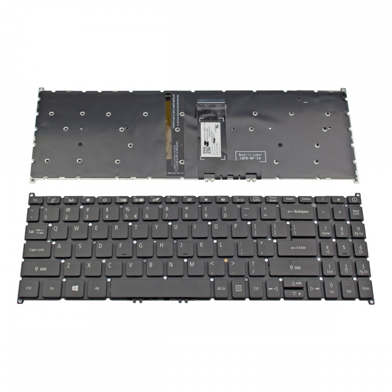 Πληκτρολόγιο Acer Aspire A115-32 A315-22 A315-34 A315-35 A315-42 A315-42G A315-54 A315-54K A315-55G A515-52G A515-54 A515-55 Black Without Frame, Backlit US (--Small Enter) - NK.I1313.0BU PK132CE1B00 AEZAUR00010