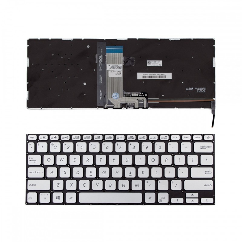 Πληκτρολόγιο ASUS Vivobook X415 X415J X415JA V4200J V4200E M4200U Y4200D Y4200F X412U X412F A409J A409M with Backlit Silver Without Frame US (Small Enter) - HQ21013671000