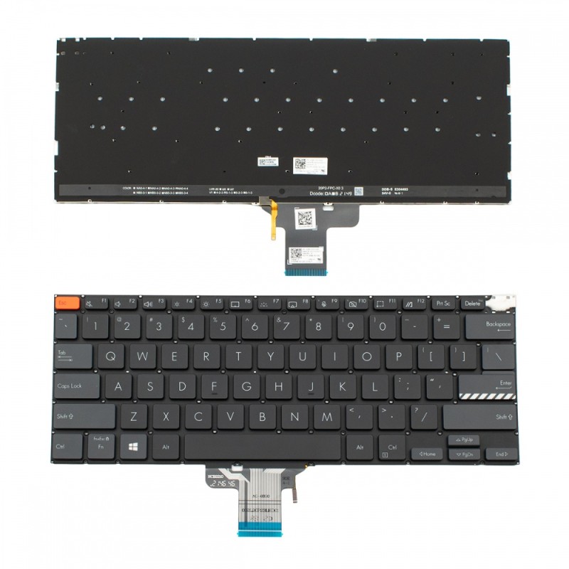 Πληκτρολόγιο ASUS Vivobook M3400 M3401 M3401Q X7400 X3400 X3400P K3400P Black Without Frame US (Small Enter) Backlit - 0KNB0-1601US00