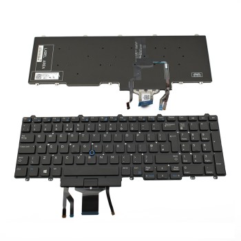 Πληκτρολόγιο Dell Latitude E5550 E5570 5580 5590 5591 Precision 3510 3520 3530 7510 7520 7710 7720 Black Without Frame, Backlit With Pointing Stick UK(Big Enter) - FP37Y PK1313M1B12