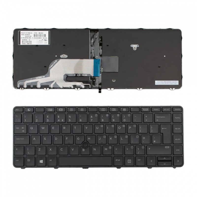 Πληκτρολόγιο HP 430 G3 430 G4 440 G3 440 G4 640 G2 645 G2 Black Frame Black UK Backlit With Pointing stick - 6037B0114503 822338-032