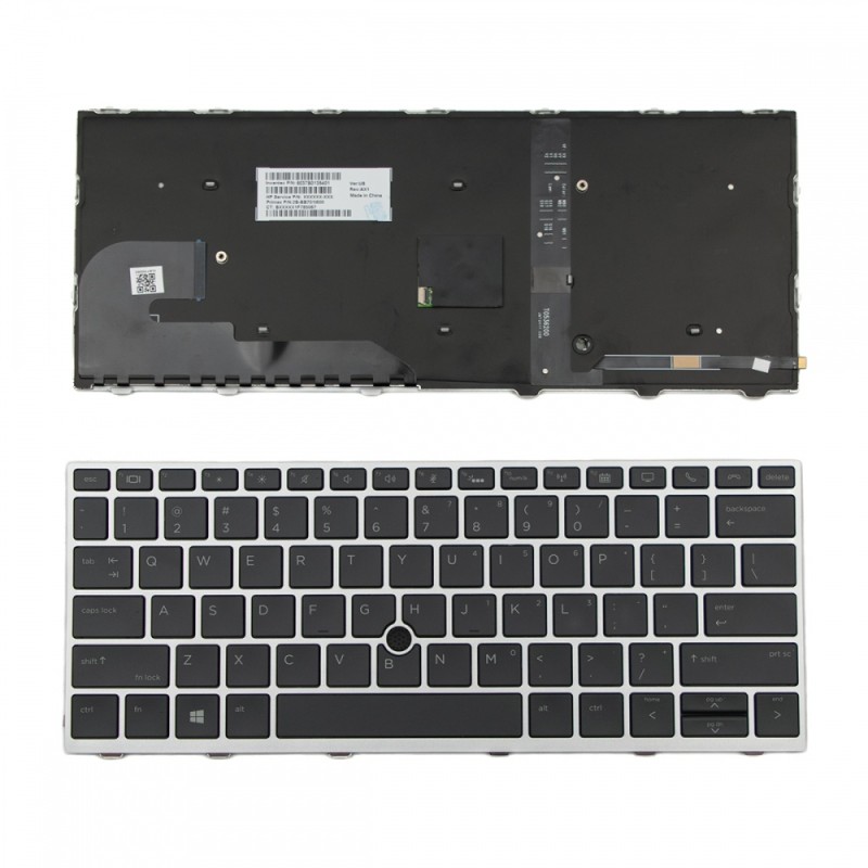 Πληκτρολόγιο HP EliteBook 735 G6 830 G5 830 G6 Silver Frame Black with Pointing Stick Backlit US TYPE 2 - L13698-031 6037B0135203 6037B0135401