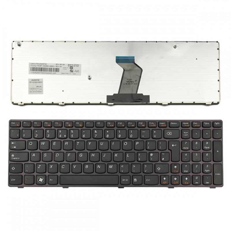 Πληκτρολόγιο Lenovo Ideapad Z570 V570 B570 B570A B570G B575 B580 B590 V570C Dark FRAME BLACK UK - 25-013358 25013385 V-117020FS1-US 25209782 25209723