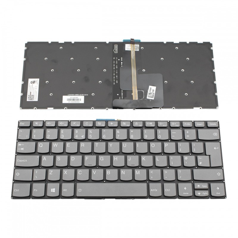 Πληκτρολόγιο Lenovo IdeaPad 330S-14AST 330S-14IKB Yoga 520-14IKB 720-15IKB IdeaPad 3 14IIL05 14ADA05 14ARE05 330S-14IKB V330-14IKB Gray Without Frame With Backlit UK (--BIG Enter) - LCM16H3 SN20M61624 LCM16H36GBJ6862 PK131YM1B10 PK131DZ1A11