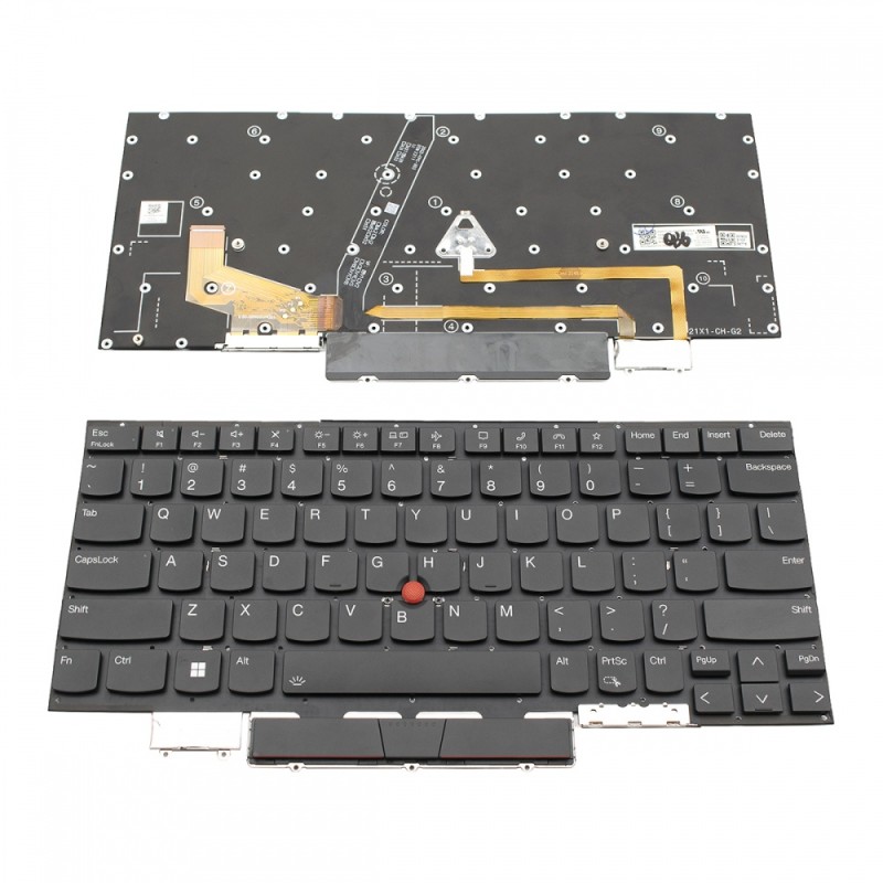 Πληκτρολόγιο Lenovo Thinkpad X1 CARBON 9th Gen 2021 (Type 20XW, 20XX) Black Without Frame US (SMALL ENTER) Backlit With Pointing Stick - SN20Z77374-F