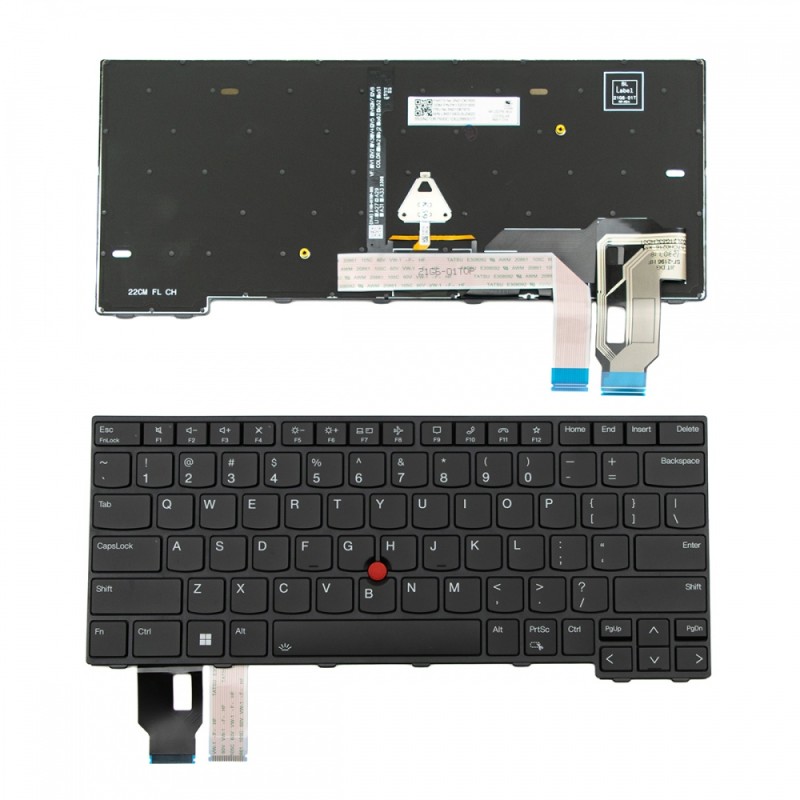 Πληκτρολόγιο Lenovo Thinkpad P14 Gen 4 T14 Gen 4 Black WitH Frame US (SMALL ENTER) Backlit With Pointing Stick - SN21D67600 PK132D31B00 5N21D67970