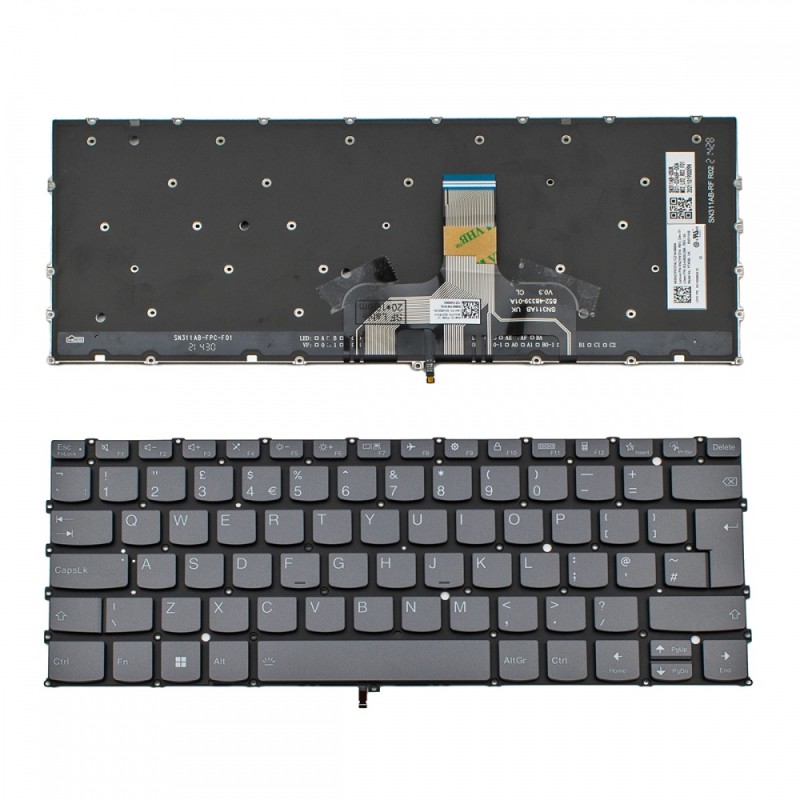 Πληκτρολόγιο Lenovo Slim Yoga 7 14IAL7 14IRL8 7 ProX 14ARH7 14IAH7 Gray Without Frame UK (--BIG ENTER) Backlit - SN21F91314
