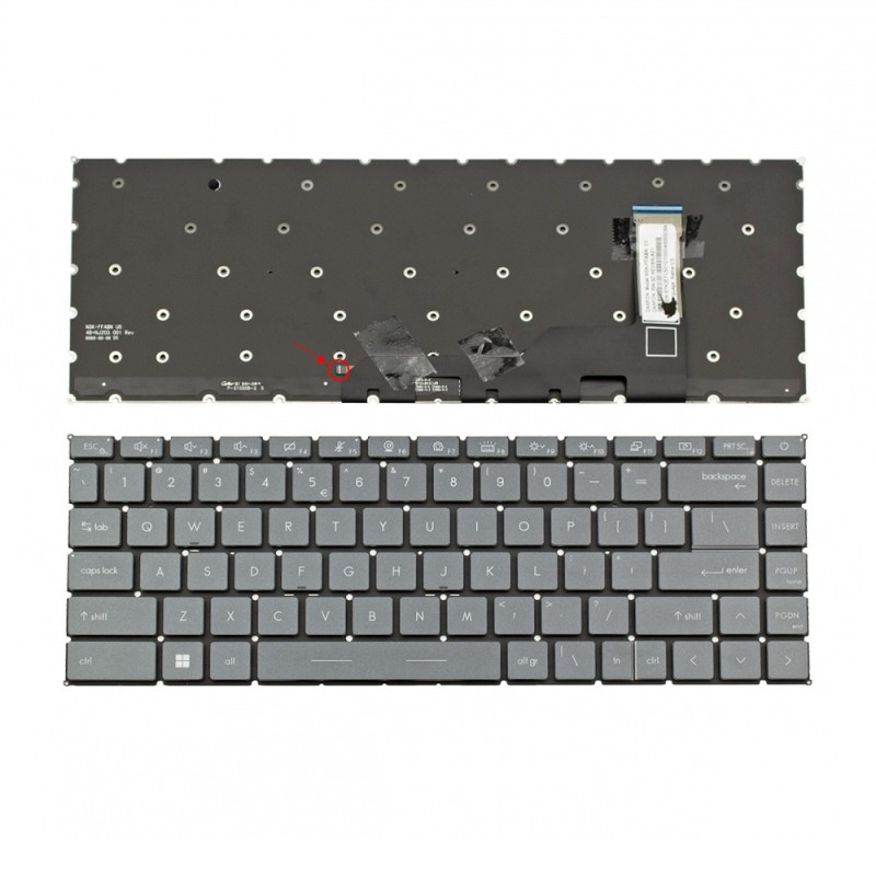 Πληκτρολόγιο MSI GE66 GS66 GP66 Gray Without Frame With BACKLIT (White Light) US (--Small Enter) - 9Z.NEVBN.A01