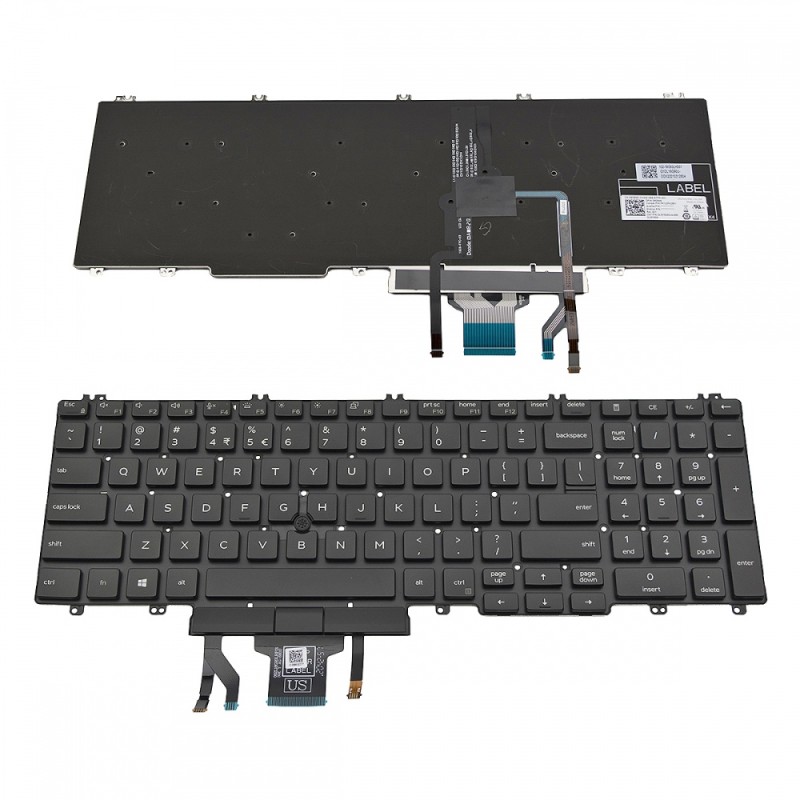Πληκτρολόγιο Laptop keyboard για Dell Latitude 5500 5501 5510 Precision 3540 3541 Black Without Frame With Poiting Stick, Backlit US (--Small Enter) - M25NK TCWPM PK132FA2B01