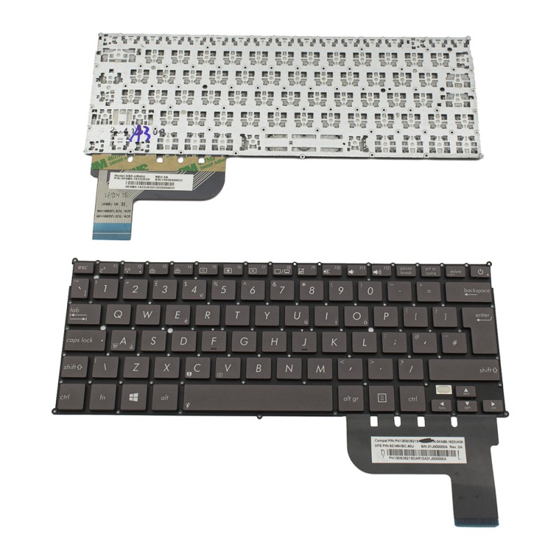 Πληκτρολόγιο Laptop keyboard για ASUS Zenbook UX21A Brown Without Frame UK (Big Enter) - 0KNB0-1622UK00 PK130SO621S 9Z.N8KBC.40U