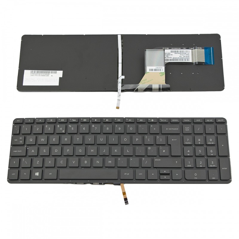 Πληκτρολόγιο Laptop keyboard για HP Envy 15-K000 15-V000 17-K000 M7-K000 Pavilion 15-P000 17-F000 BLACK Without Frame UK (BIG Enter) Backlit - SG-59690-2BA