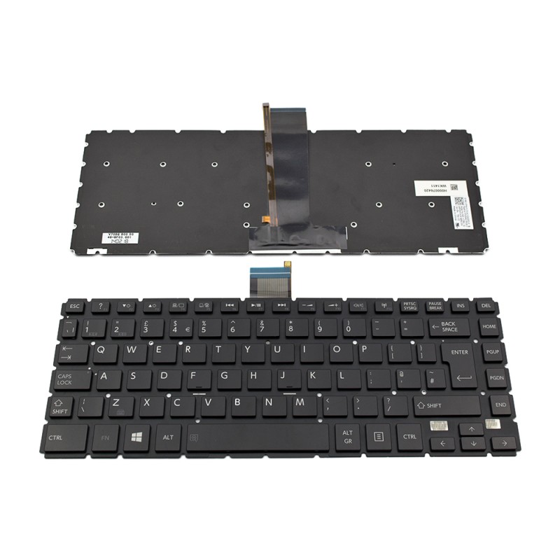 Πληκτρολόγιο Laptop keyboard για Toshiba Satellite E45T-B L40-B S40-B GLOSSY Black Without FRAME Backlit UK (Big Enter) - H000076420 9Z.NBFBU.00U 0KN0-VP4UK13