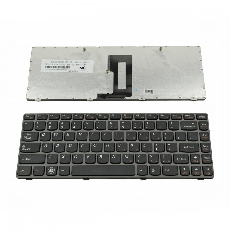 Πληκτρολόγιο Laptop keyboard για Lenovo Ideapad  Z450 Z460 Z460A Z460G GRAY FRAME BLACK US - 25-010886 V-116920AS1-US 2460-US