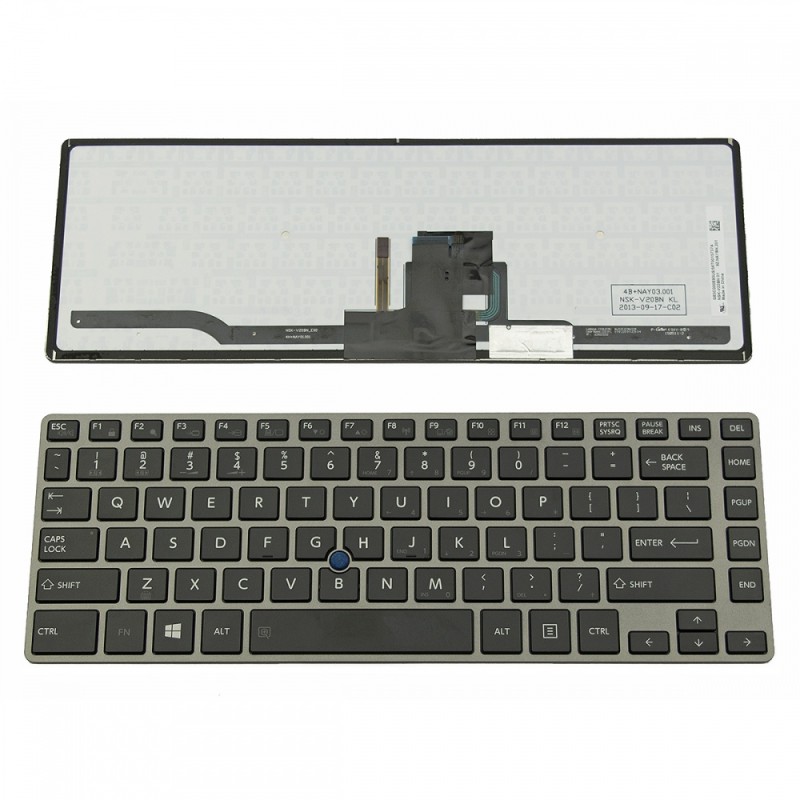 Πληκτρολόγιο Laptop keyboard για Toshiba Tecra Z40 Z40-A Z40T-A Z40-B GRAY FRAME BLACK,Backlit With Point stick US - P000598690 NSK-V22BN 9Z.NAYBN.21D 9Z.NAYBN.201