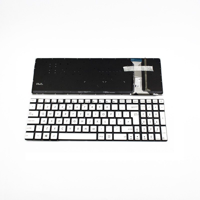 Πληκτρολόγιο Laptop keyboard για ASUS G551JW G771 N551 SILVER WITHOUT FRAME UK With Backlit (BIG ENTER) - 0KNB0-662BUK00 9Z.N8BBQ.P0U