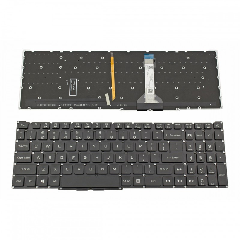 Πληκτρολόγιο Laptop keyboard για Acer Nitro 5 AN515-56 Black Without Frame, Backlit (White Light) US (--Small Enter) - NK.I1513.1BZ LK133BQ1A00