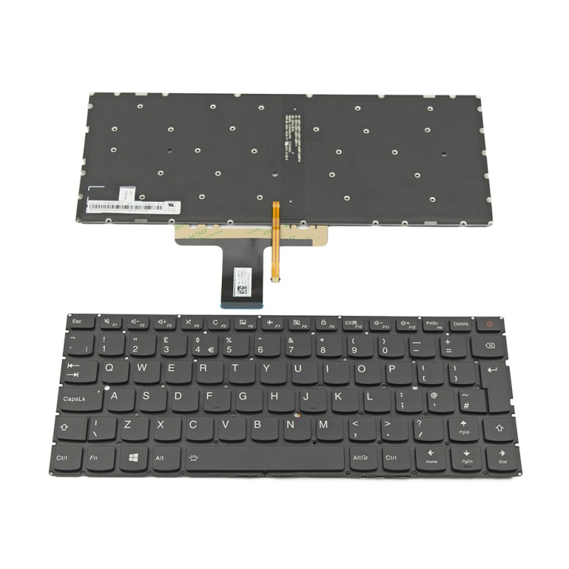 Πληκτρολόγιο Laptop keyboard για Lenovo IdeaPad 510s-13ISK Black Without Frame With Backlit UK (--Big Enter) - SN20K82422