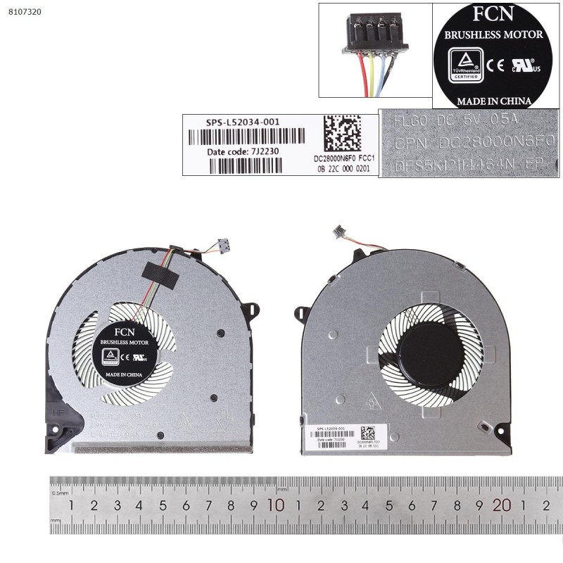 Fan Ανεμιστηράκι HP 15S-DU 15-DW0043DX 15s-du0002TX 15-DW0054WM 