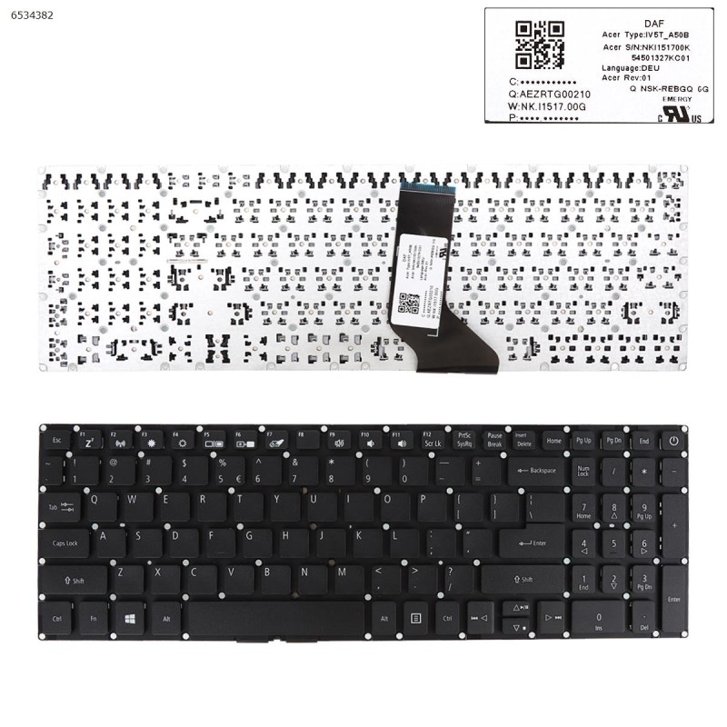 Πληκτρολόγιο Keyboard Acer Aspire A315-51 A315-51G A515-51G A517-51G