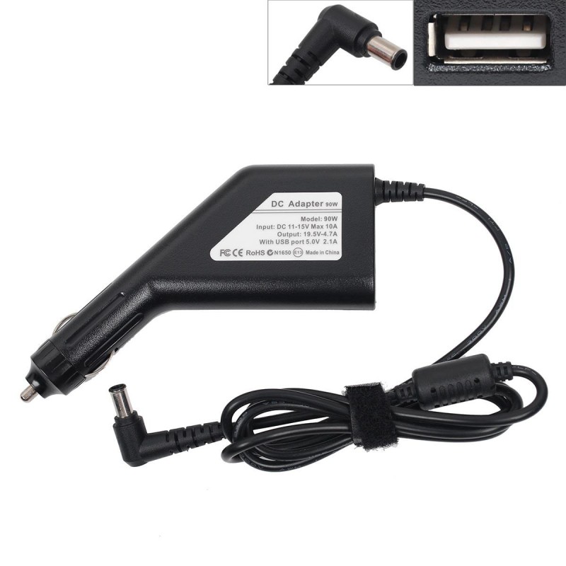 Φορτιστής αυτοκινήτου Sony Vaio 19.5V 3.9A 76W (6.5x1.4x4.4) (Cigarette Type) + USB Charger