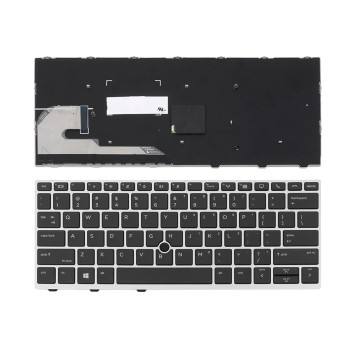 Πληκτρολόγιο HP EliteBook 830 G5, Μαύρο Ασήμι, με Pointing Stick, US/UK
