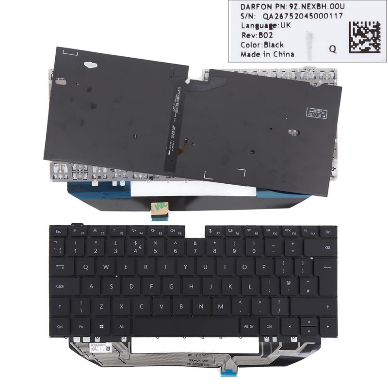 Πληκτρολόγιο Huawei MateBook X Pro MACH W19 W29, Μαύρο, UK, Backlit