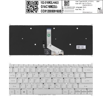 Πληκτρολόγιο Acer Swift SF114-32, Ασήμι με Backlit, US/UK
