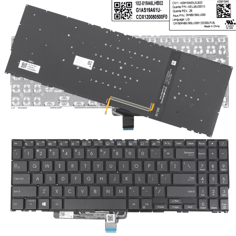 Πληκτρολόγιο Asus ZenBook Flip 15 UX564 UX564E UX564EH UX564EI UX564PH, Γκρί με Backlit, US