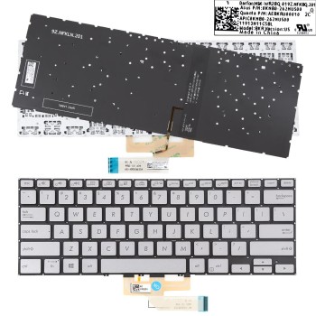 Πληκτρολόγιο Asus ZenBook Flip 14 UX462U, Ασήμι με Backlit, US
