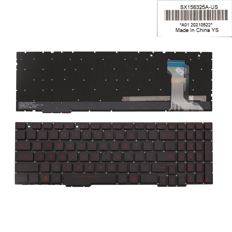 Πληκτρολόγιο Asus ROG Strix GL553 GL553VD GL553VE, Μαύρο με Backlit, Τυπε 2, US