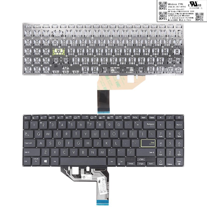Πληκτρολόγιο Asus VivoBook 15 S533 X513 M513 M5600IA E510, Μαύρο, US