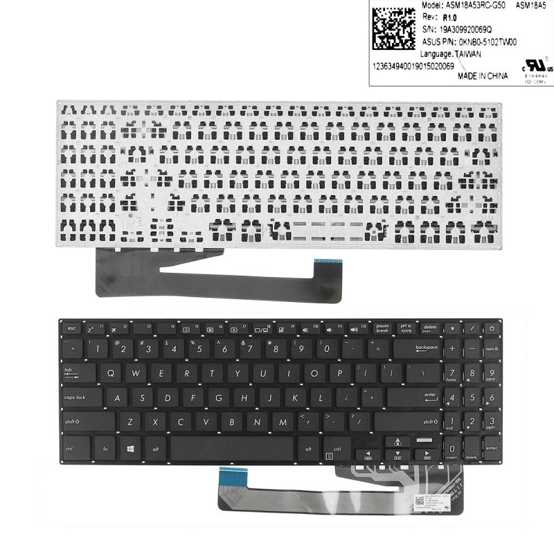 Πληκτρολόγιο Asus X560, Μαύρο, US/UK + BG