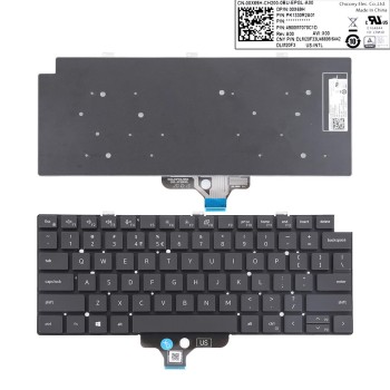 Πληκτρολόγιο Dell Latitude 13-7300 7320 E7320 5320, Μαύρο, US/UK