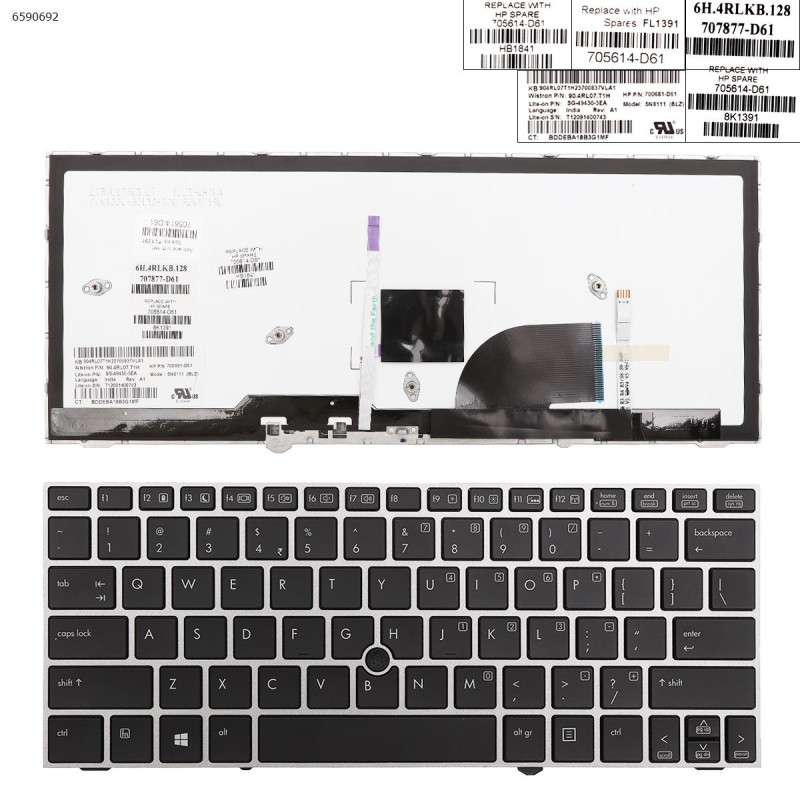 Πληκτρολόγιο HP 2170P, Μαύρο Ασήμι, με Pointing Stick με Backlit, US/UK