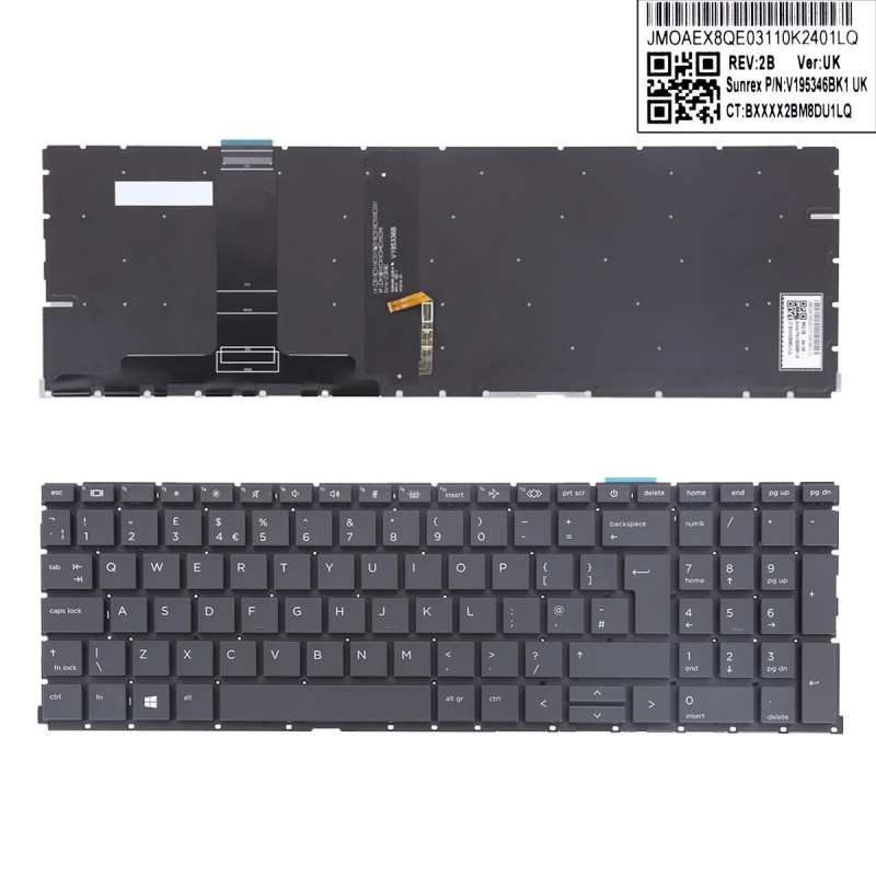 Πληκτρολόγιο HP ProBook 450 G8 455 G8 Series, Μαύρο με Backlit, Original, UK