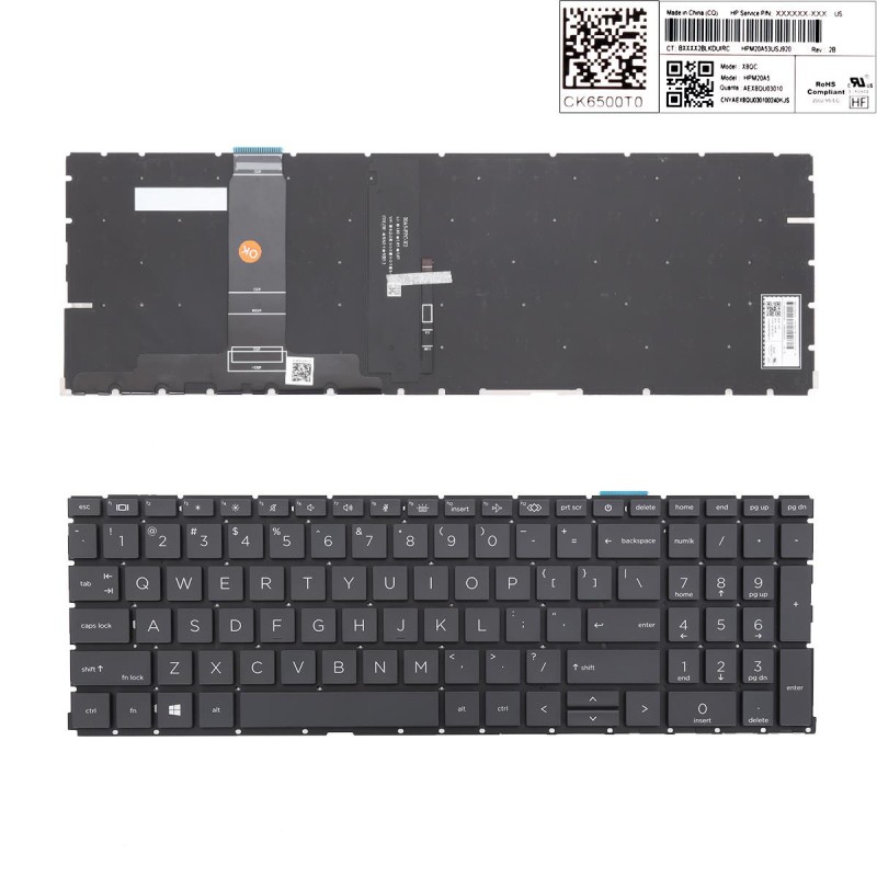 Πληκτρολόγιο HP ProBook 450 G8 455 G8 Series, Μαύρο με Backlit, Original, US
