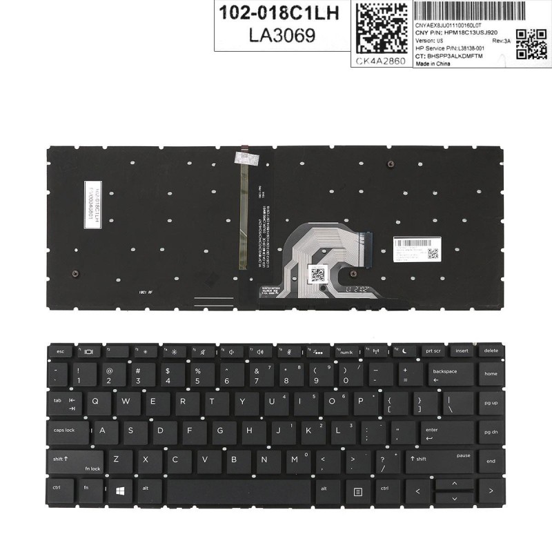 Πληκτρολόγιο HP ZHAN 66 Pro G2, Μαύρο με Backlit, US/UK