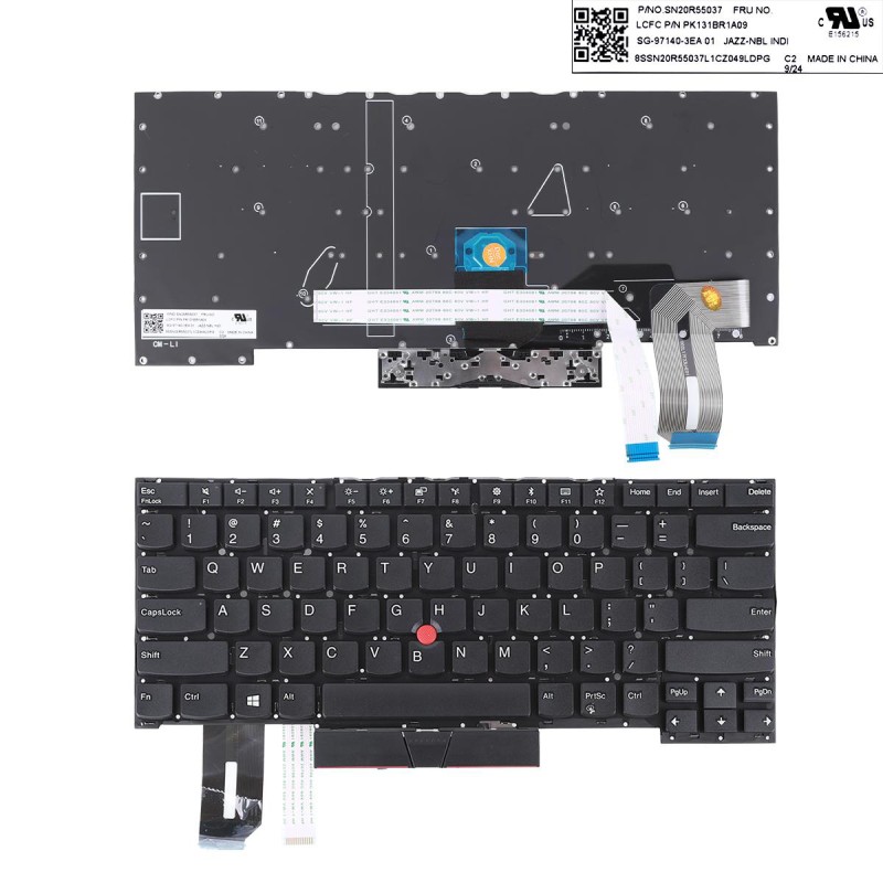 Πληκτρολόγιο Lenovo ThinkPad T490S T495S, Μαύρο, US