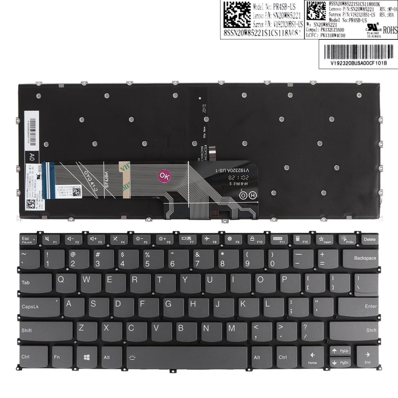 Πληκτρολόγιο Lenovo ThinkBook 14S Air 14 2020, Γκρί, US/UK