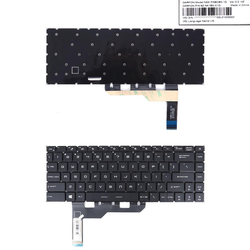 Πληκτρολόγιο MSI GE66 GS66, Ασήμι με Backlit RGB, US/UK Πληκτρολόγιο MSI GE66 GS66, Ασήμι με Backlit RGB, US/UK