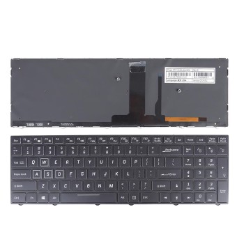 Πληκτρολόγιο Clevo cu ramă neagră, με μαύρο πλαίσιο, με RGB Backlit, US/UK