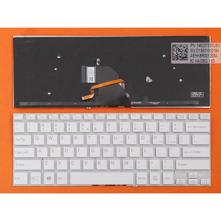 Πληκτρολόγιο Sony Vaio SVF 14, άσπροa με Backlit, US