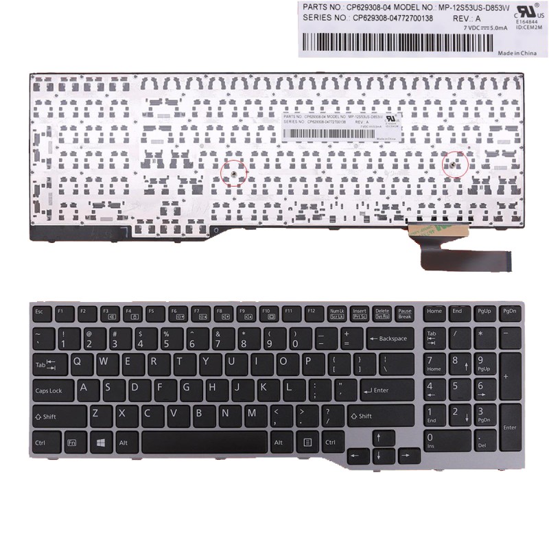 Πληκτρολόγιο Fujitsu LifeBook E753 E754, Γκρί, US/UK