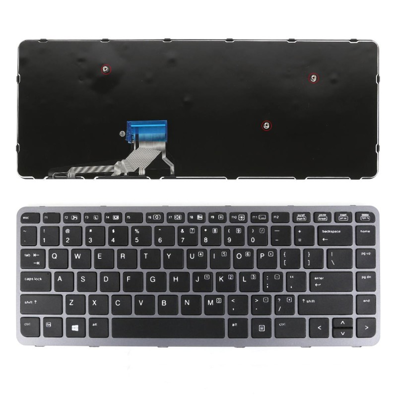 Πληκτρολόγιο HP EliteBook Folio 1000 G1 1040 G1, Μαύρο Ασήμι, US/UK