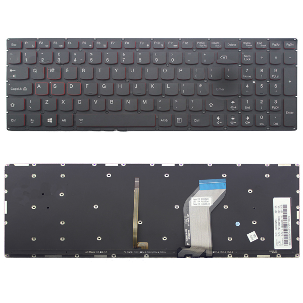 Πληκτρολόγιο Lenovo Y700-15ISK, Μαύρο με Backlit, US