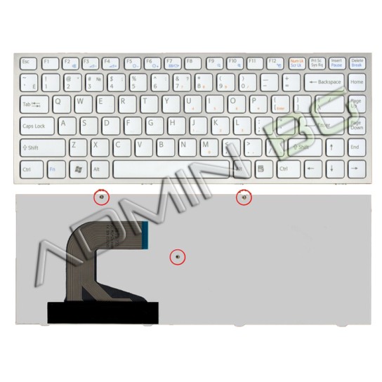 Πληκτρολόγιο Sony Vaio VPC-S Series, άσπροa Ασήμι, US/UK ( +BG Print)