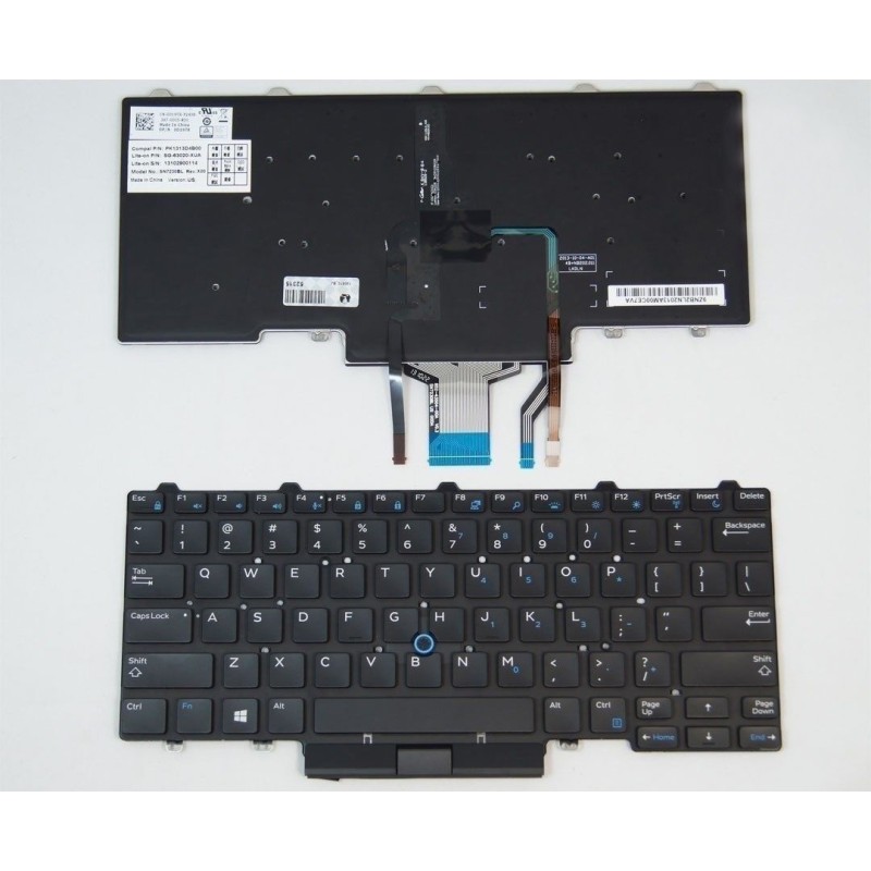 Πληκτρολόγιο Dell E5450 E7450 E5470 E7470, Μαύρο,με Pointing Stick με Backlit, US