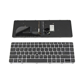 Πληκτρολόγιο HP EliteBook 745 G3 840 G3, Μαύρο Ασήμι, με Pointing Stick με Backlit, US/UK
