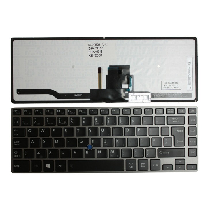 Πληκτρολόγιο Toshiba Tecra Z40 Z40-A Z40T-A Z40-B, Γκρί, με Pointing Stick με Backlit, US/UK