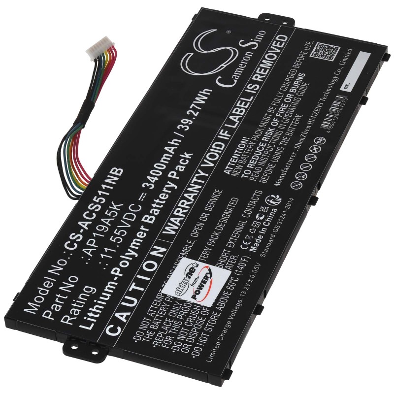 Μπαταρία για Laptop Acer Chromebook Spin 511 R752T Aspire 5 SP314-54N Type AP19A5K 3400mAh/39Wh